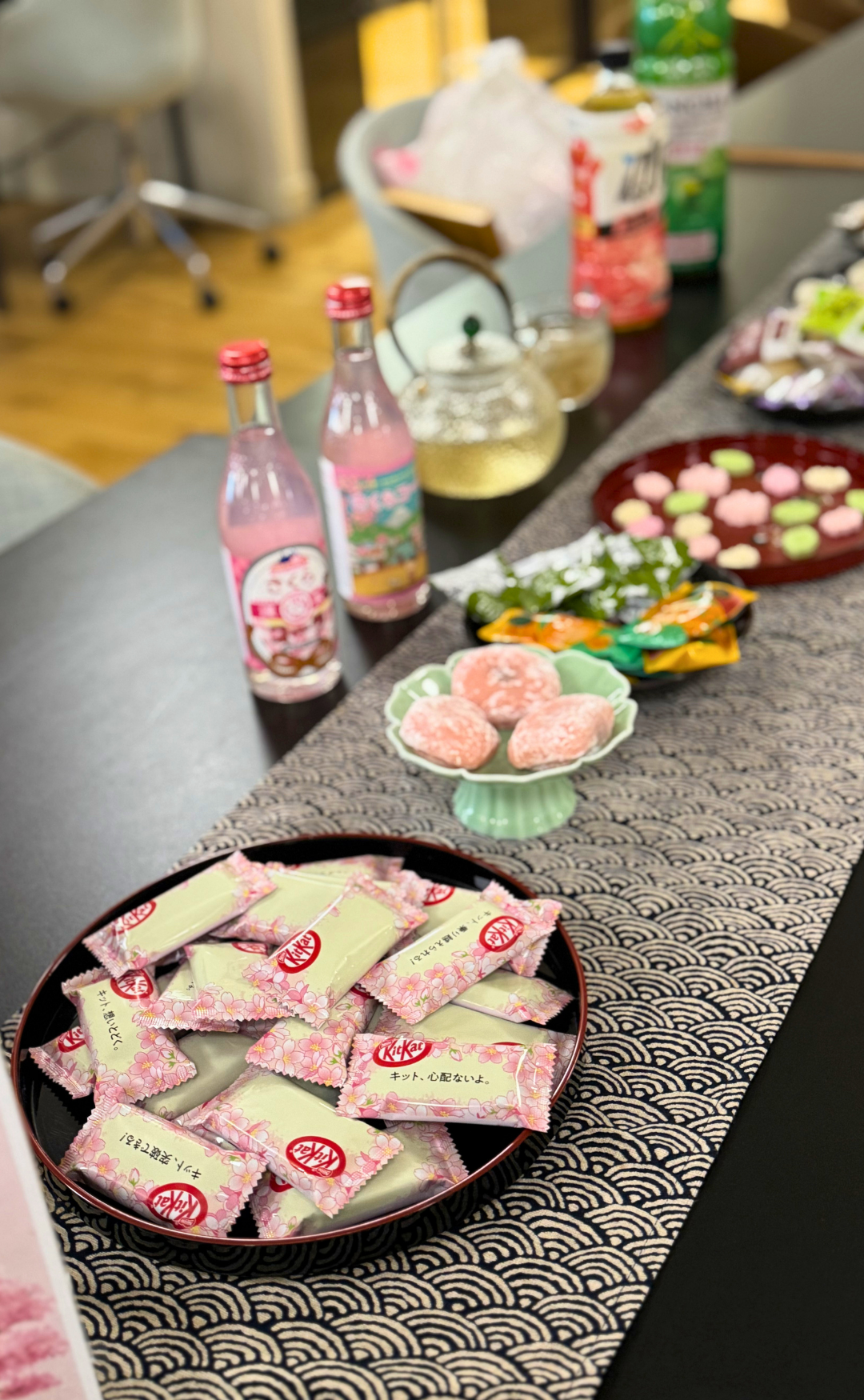 Japanese snacks, tea, drinks