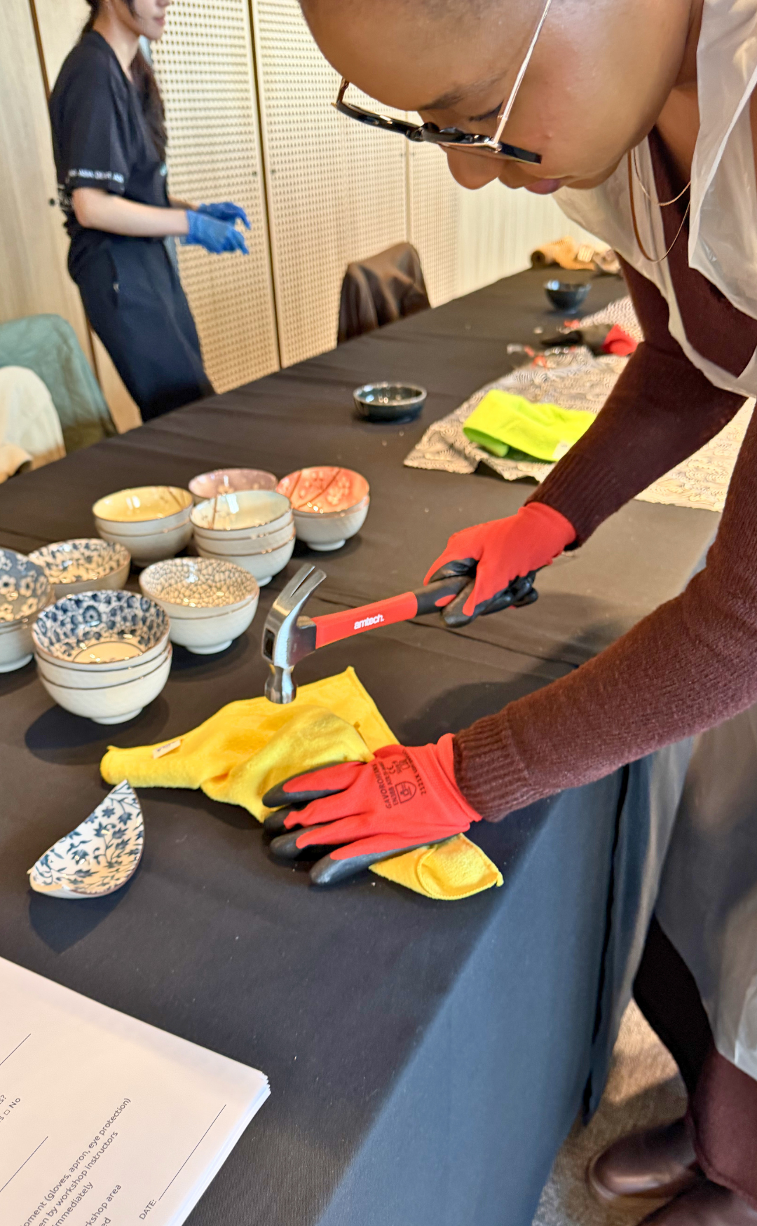 Crack ceramic with hammer